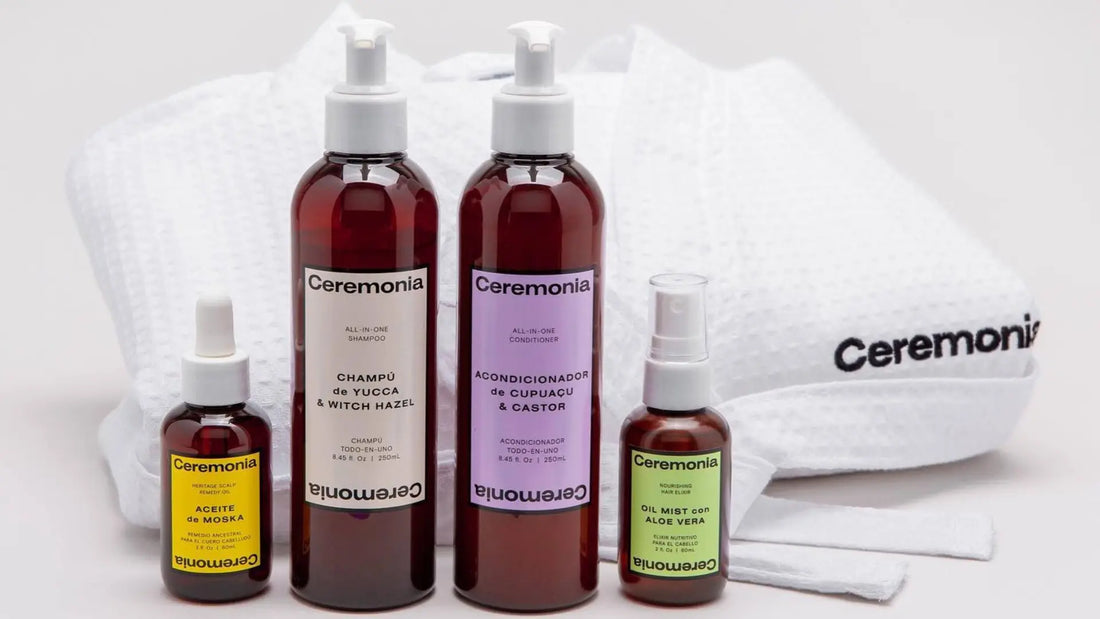 Deep repair shampoo and hair care set featuring Ceremonia’s natural formulas for scalp health and hydration.