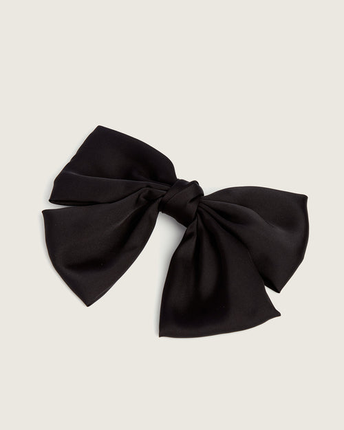 Elegant Black Hair Bow Clip Elegant Satin Bow Clips with Brooch – Shop Stunning Hair  main image 4