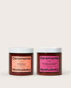 Hair mask set featuring Ceremonia's Mascarilla de Babassu and Mascarilla de Guava jars for deep conditioning and damage repair.