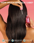Guava Gloss Drops anti-frizz hair oil usage guide: fine hair 1-2 drops, medium 2-3, thick 3+.