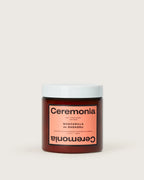 Ceremonia Mascarilla de Babassu deep conditioning hair mask in an amber jar with a white lid and coral label.