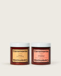 Ceremonia Papaya Scalp Scrub and Mascarilla de Babassu hair mask jars paired as a duo.