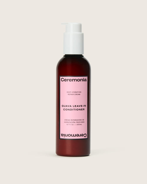 Guava leave-in conditioner in a pump bottle for deep hydration and frizz control by Ceremonia.